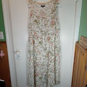Frye Dress Womens XXL Ivory Floral Rayon Maxi Pockets Button Front Boho Chic